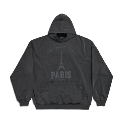 Balenciaga FW24 Faded Logo Hoodie Unisex Black - Oversized Fit Casual Style 803265TRVN41048