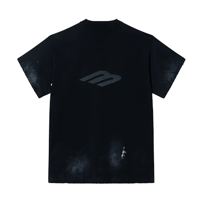 Balenciaga FW24 Faded Logo Print Oversized T-Shirt Blue Gray Casual Tee 787349TQVU41083