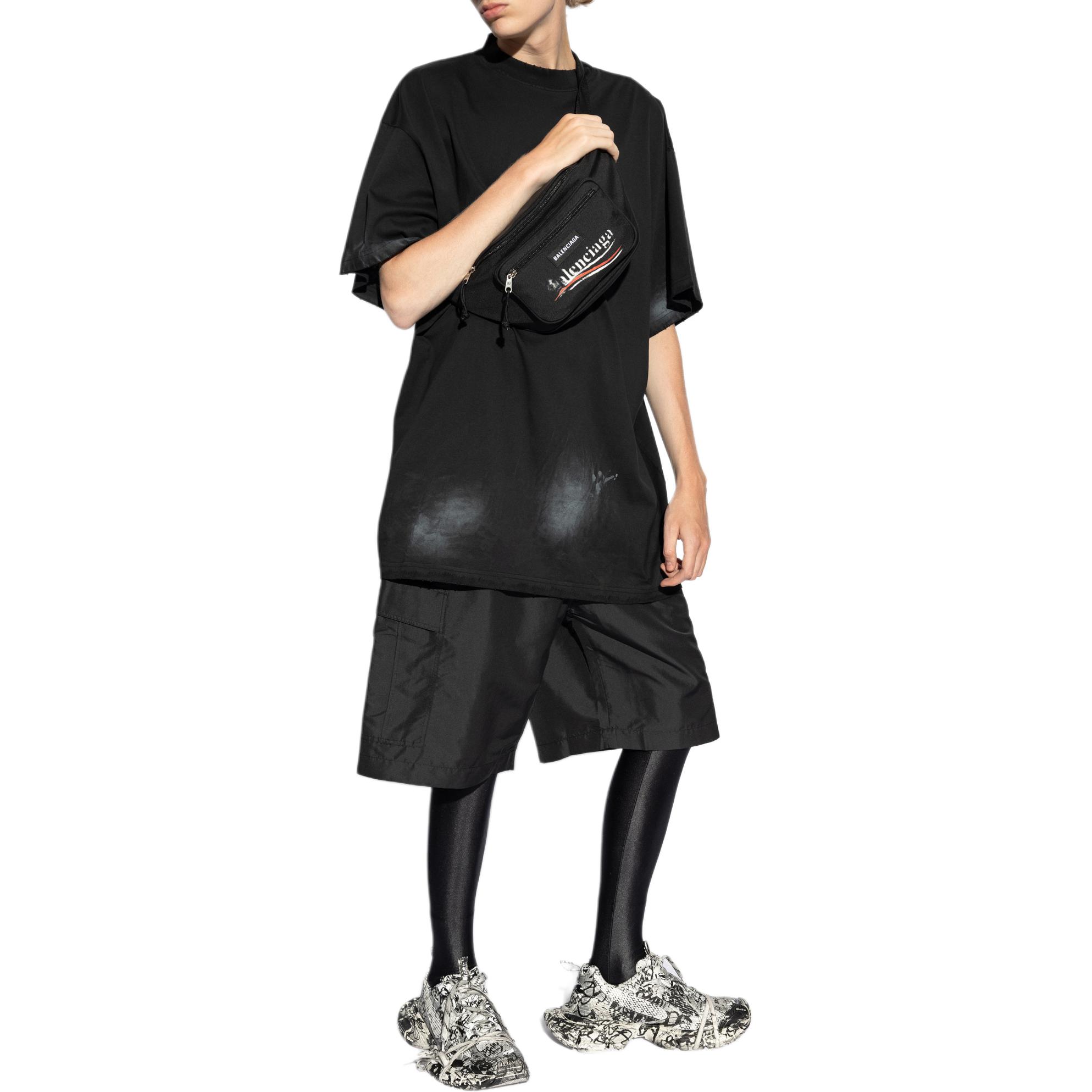 Balenciaga FW24 Faded Logo Print Oversized T-Shirt Blue Gray  Casual Tee 787349TQVU41083 圖 5