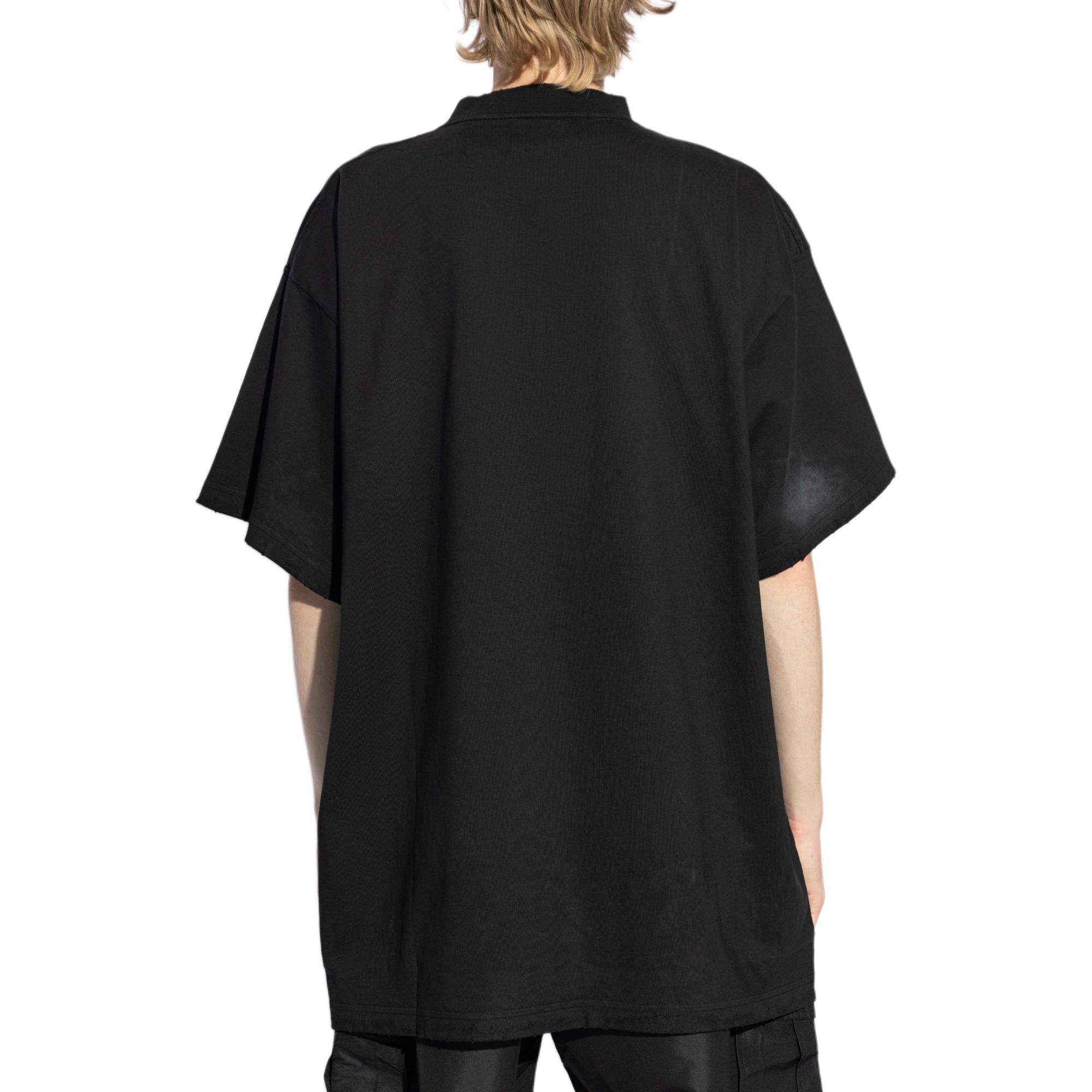 Balenciaga FW24 Faded Logo Print Oversized T-Shirt Blue Gray  Casual Tee 787349TQVU41083 圖 6