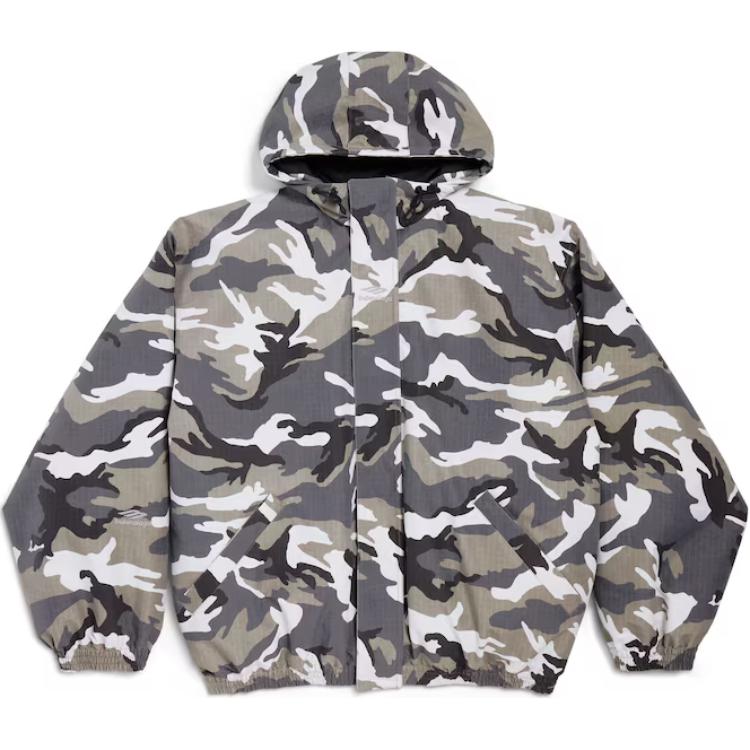 Order Balenciaga FW24 Jaket Ski Abu Camo Hoodie Zip Seri Skiwear 813160TRL081240