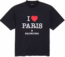 Order Balenciaga FW24 心形標誌印花黑色中性休閒圓領T恤. 764235TRVU91041