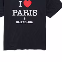 Purchase Balenciaga FW24 心形標誌印花黑色中性休閒圓領T恤. 764235TRVU91041
