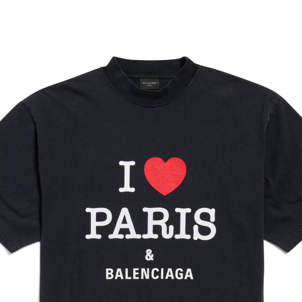 Sizing Balenciaga FW24 Heart Logo Print Black Unisex Casual Crewneck T-Shirt. 764235TRVU91041
