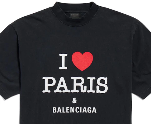 Balenciaga FW24 Heart Logo Print Black Unisex Casual Crewneck T-Shirt. 764235TRVU91041 Sizing Balenciaga FW24 Heart Logo Print Black Unisex Casual Crewneck T-Shirt. 764235TRVU91041