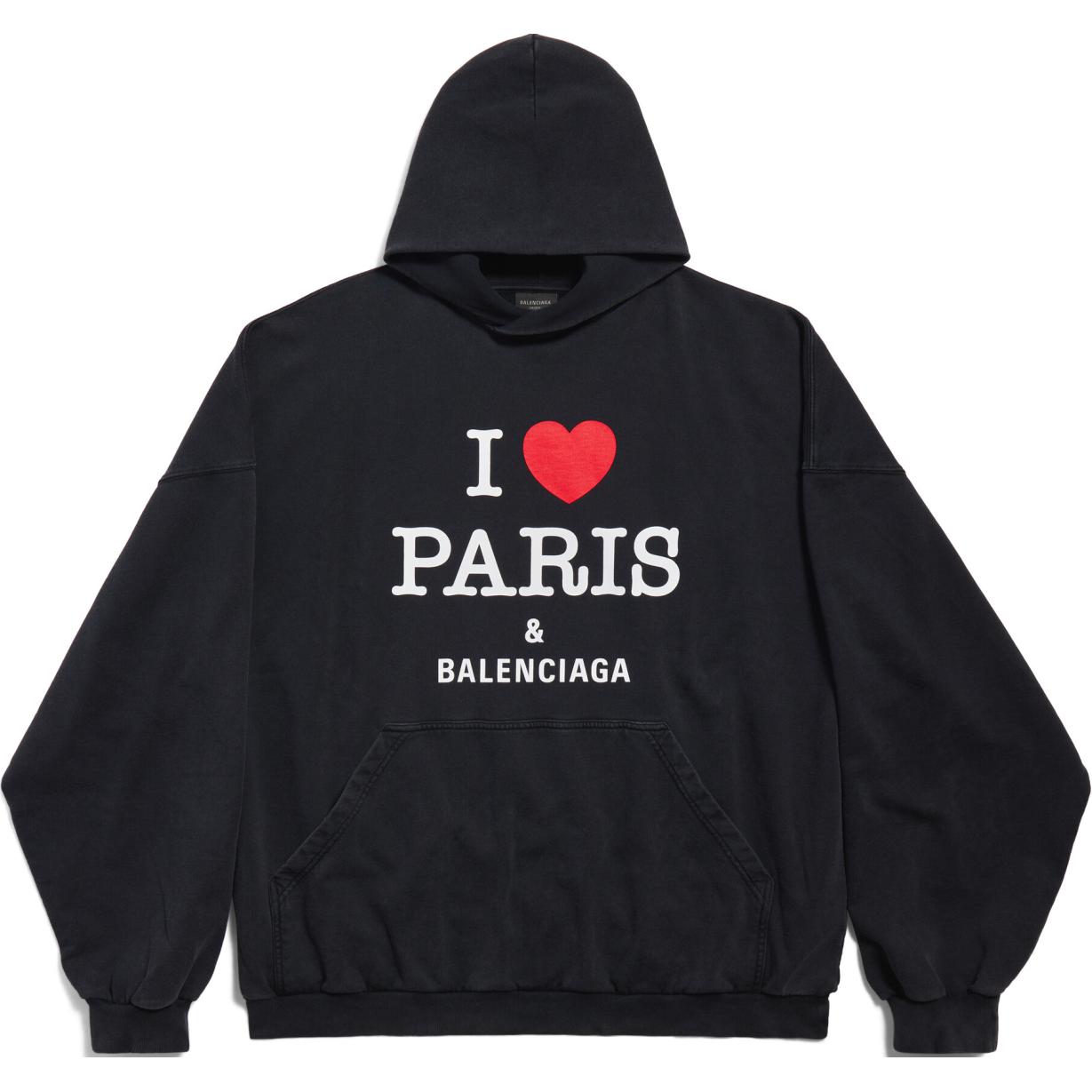 Order バレンシアガ FW24 レターハートプリントフーディー ユニセックス ルーズフィット ブラック 803265TRVM61041