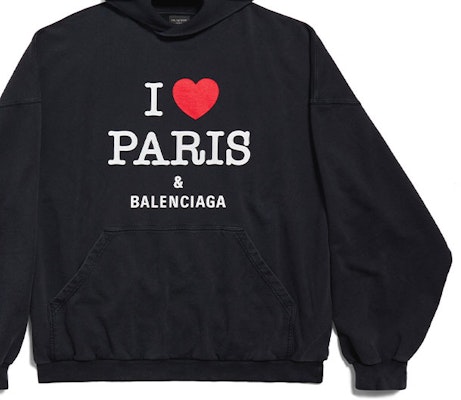 Balenciaga FW24 Hoodie Unisex Hitam Motif Letter Heart Longgar. 803265TRVM61041 Shop Balenciaga FW24 Hoodie Unisex Hitam Motif Letter Heart Longgar. 803265TRVM61041