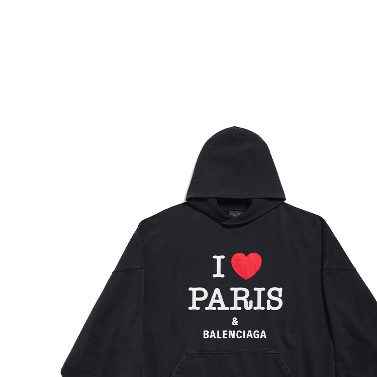 Details for バレンシアガ FW24 レターハートプリントフーディー ユニセックス ルーズフィット ブラック 803265TRVM61041