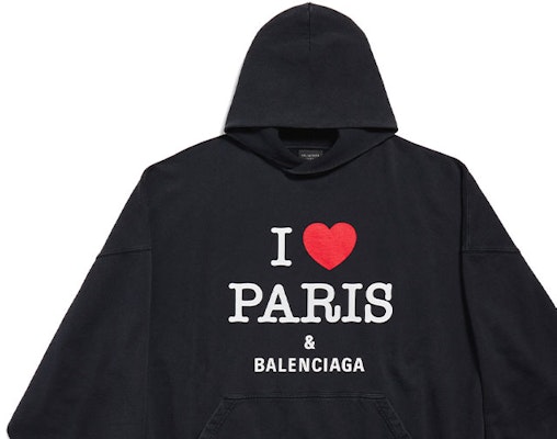Balenciaga FW24 Hoodie Unisex Hitam Motif Letter Heart Longgar. 803265TRVM61041 Details for Balenciaga FW24 Hoodie Unisex Hitam Motif Letter Heart Longgar. 803265TRVM61041