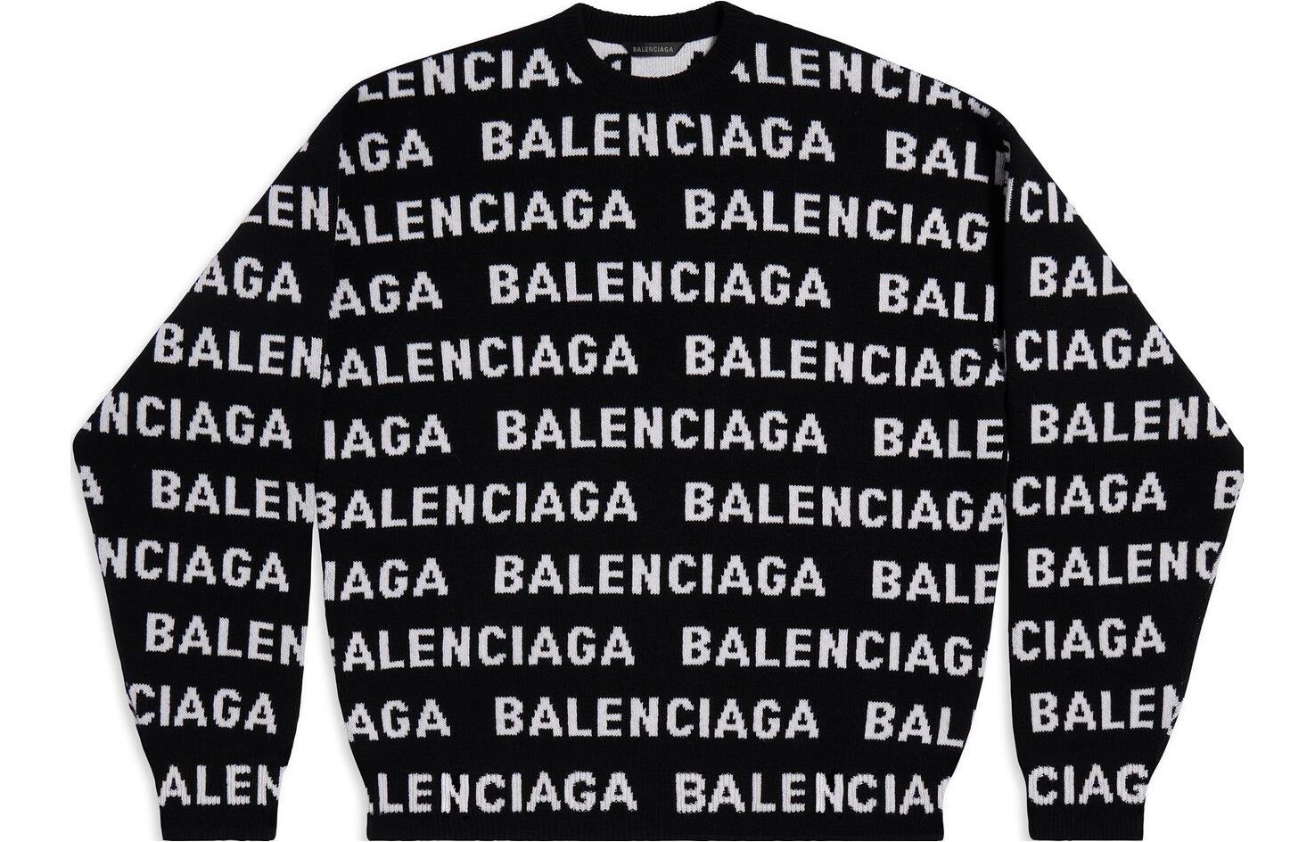 Balenciaga FW24 Letter Logo Knit Pullover Sweater Black 761596T16731070