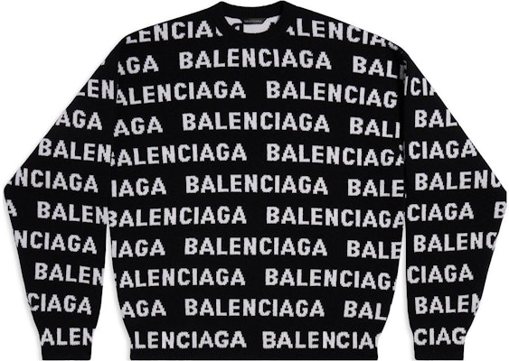 Balenciaga FW24 Letter Logo Knit Pullover Sweater Black 761596T16731070 Order Balenciaga FW24 Letter Logo Knit Pullover Sweater Black 761596T16731070