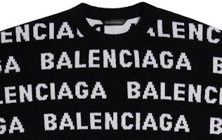 Shop Balenciaga FW24 字母logo針織套頭毛衣 黑色 761596T16731070
