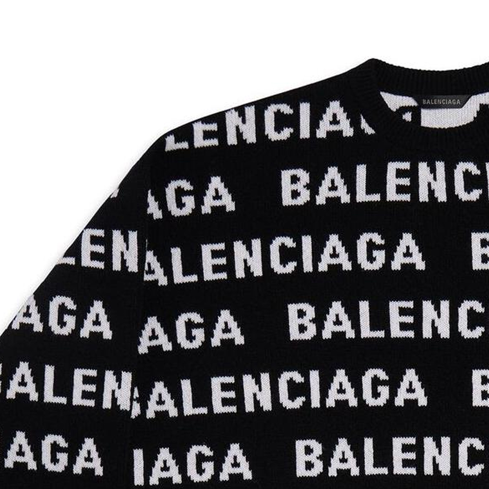 Purchase Balenciaga FW24 Letter Logo Knit Pullover Sweater Black 761596T16731070