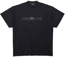 Balenciaga FW24 Letter Logo Printed Black Oversized Crewneck T-Shirt for Men. 787358TQVJ41750 Balenciaga FW24 Letter Logo Printed Black Oversized Crewneck T-Shirt for Men. 787358TQVJ41750