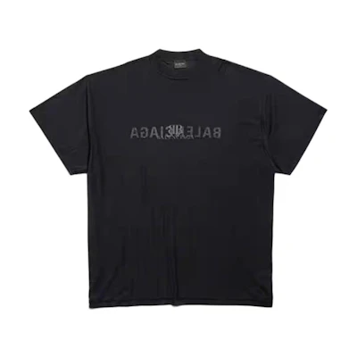 Balenciaga FW24 Letter Logo Printed Black Oversized Crewneck T-Shirt for Men. 787358TQVJ41750