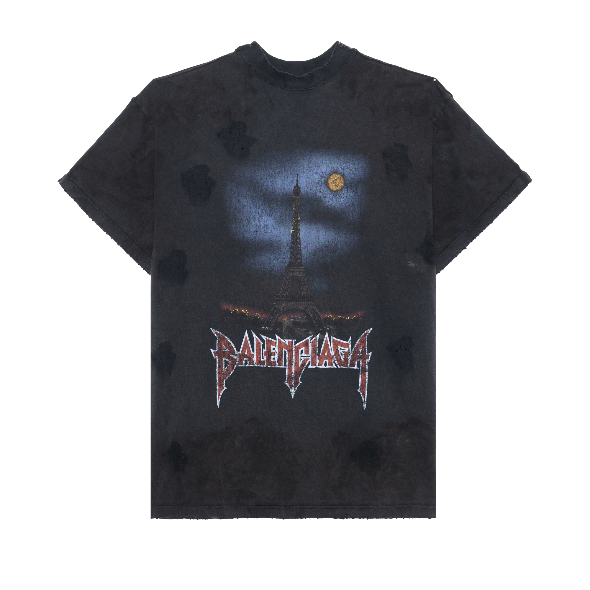 Balenciaga FW24 Letter Print Black Crewneck Oversized Unisex Casual T-Shirt. 791615TQVY22020