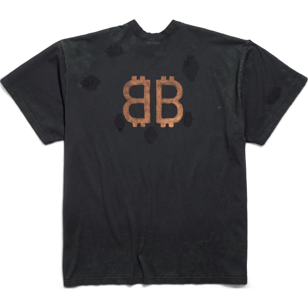 Purchase 발렌시아가 FW24 레터 프린트 블랙 오버사이즈 유니섹스 캐주얼 티셔츠. 791615TQVY22020