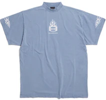 Order Balenciaga FW24 Letter Print Crewneck T-Shirt Regular Fit Men’s Light Blue. 787349TQVW74164