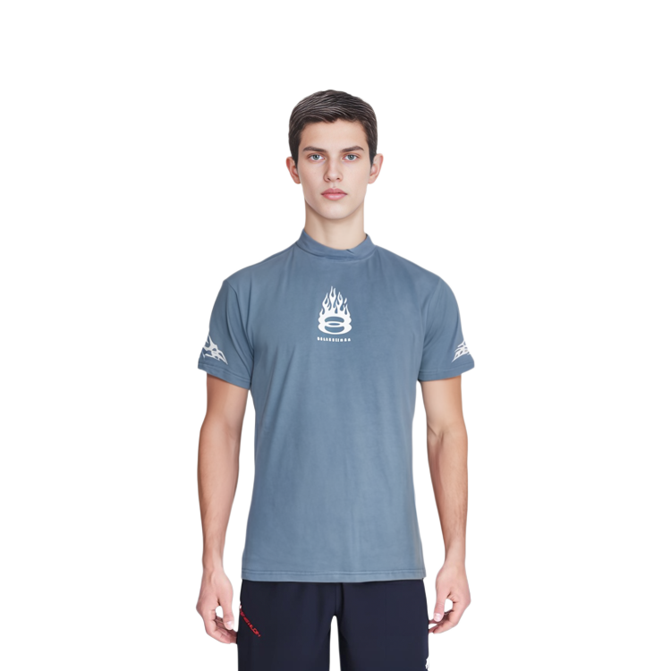 Shop Balenciaga FW24 Letter Print Crewneck T-Shirt Regular Fit Men’s Light Blue. 787349TQVW74164