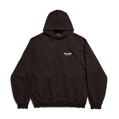 Balenciaga FW24 Letter Print Hoodie Oversized Unisex Black Pullover. 739024TQVS79034