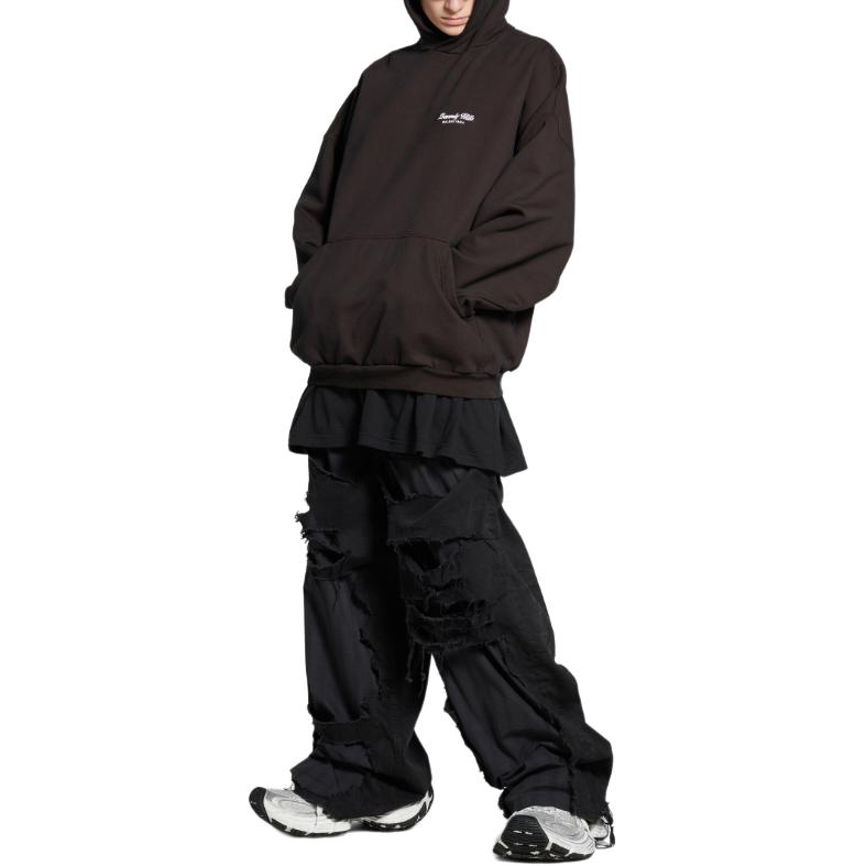 Purchase Balenciaga FW24 Hoodie Oversized Unisex Hitam dengan Motif Huruf. 739024TQVS79034