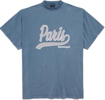 Balenciaga FW24 Letter Print Oversized Unisex Faded Blue Crewneck T-Shirt. 787349TRVM19340 Balenciaga FW24 Letter Print Oversized Unisex Faded Blue Crewneck T-Shirt. 787349TRVM19340