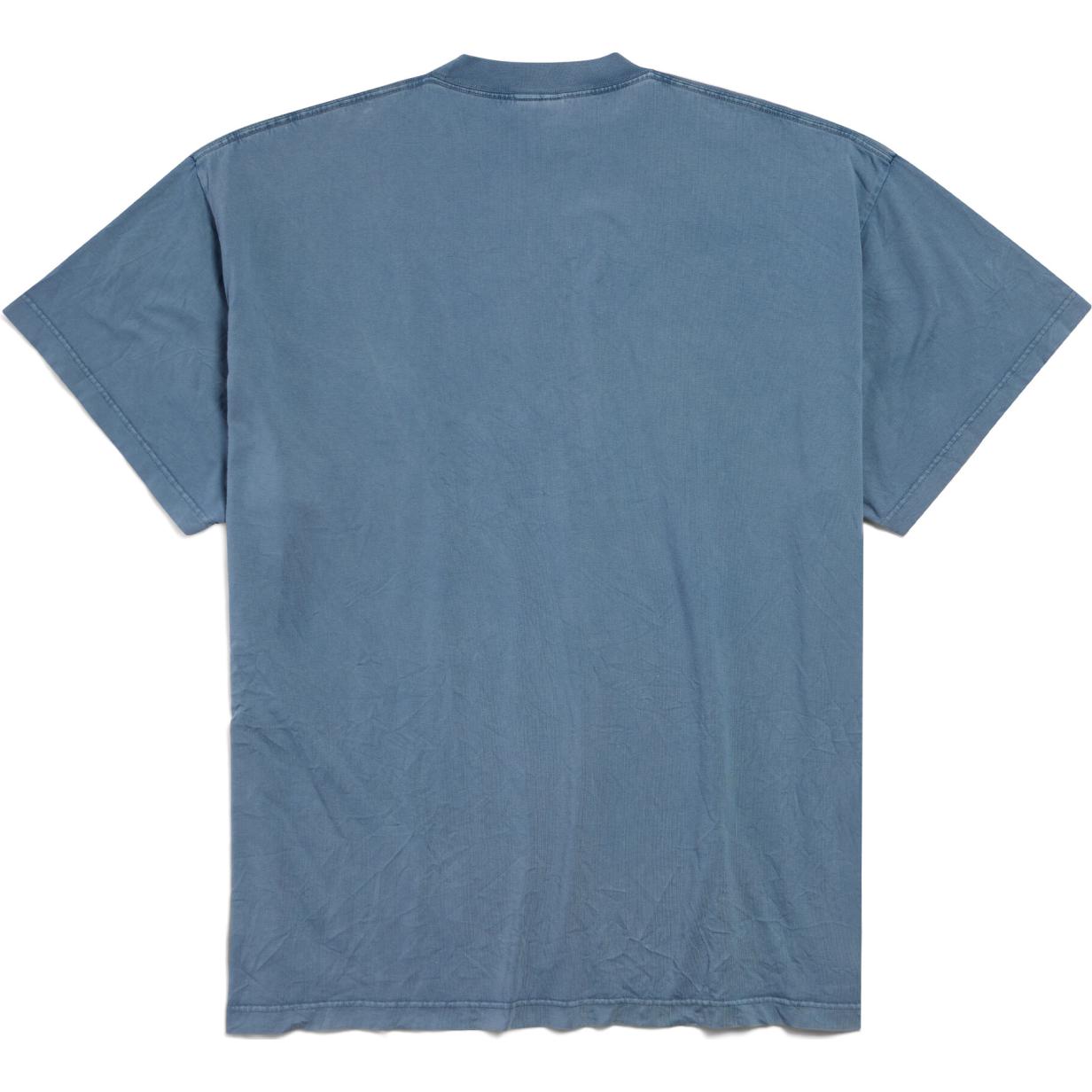 Lookbook Balenciaga FW24 Letter Print Oversized Unisex Faded Blue Crewneck T-Shirt. 787349TRVM19340