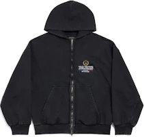 Balenciaga FW24 Letter Print Zip-Up Hoodie Unisex Black Casual Regular Fit 803264TRVL11041 Balenciaga FW24 Letter Print Zip-Up Hoodie Unisex Black Casual Regular Fit 803264TRVL11041