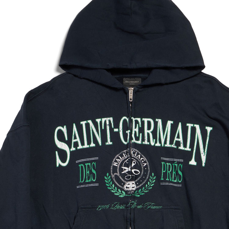Balenciaga FW24 Letter Print Zip-Up Hoodie Unisex Navy Blue Regular Fit. 803264TRVO98065 圖 4