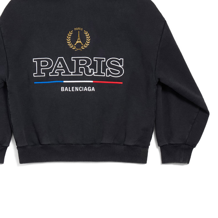 Purchase 巴黎世家 FW24 字母印花拉链卫衣 男女同款 黑色休闲常规版型 803264TRVL11041