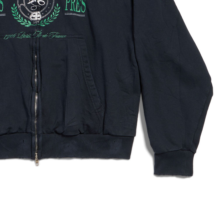 Balenciaga FW24 Letter Print Zip-Up Hoodie Unisex Navy Blue Regular Fit. 803264TRVO98065 圖 5