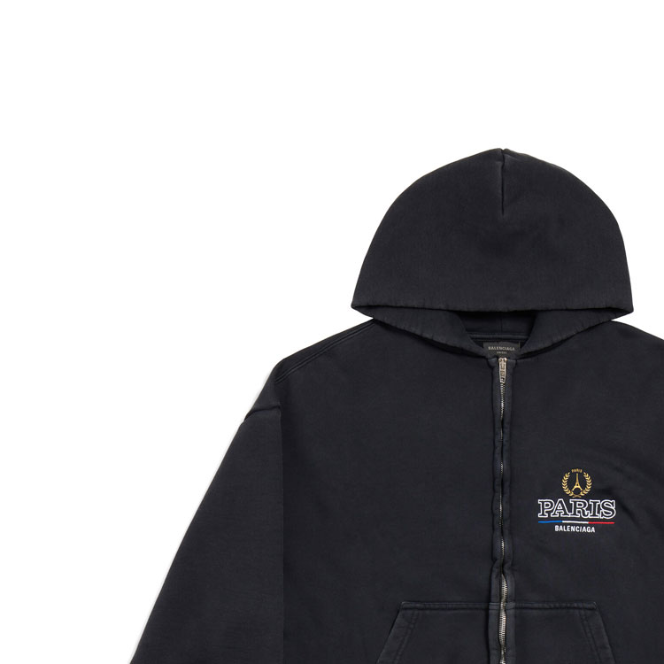 Details for 巴黎世家 FW24 字母印花拉链卫衣 男女同款 黑色休闲常规版型 803264TRVL11041