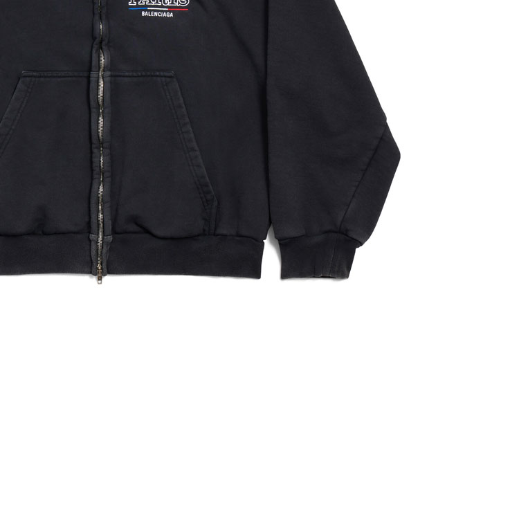 Sizing 巴黎世家 FW24 字母印花拉链卫衣 男女同款 黑色休闲常规版型 803264TRVL11041