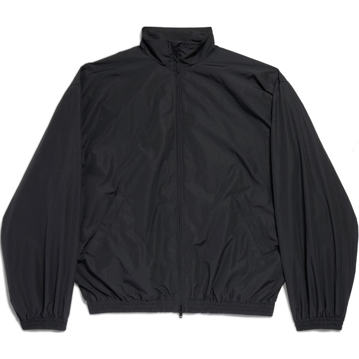 Balenciaga FW24 Letter Print Zip High-Neck Jacket Unisex Black Regular Fit. 794465TPQ381000