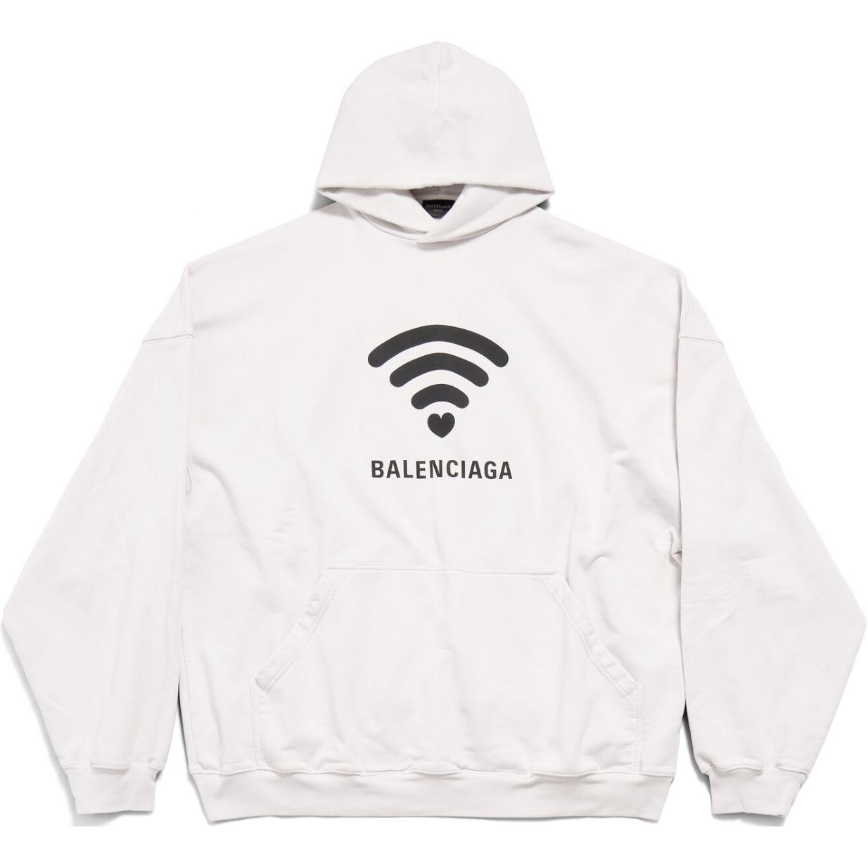 Balenciaga FW24 LO_VE Print Hoodie White Unisex Oversized Fit 739024TQVK33307