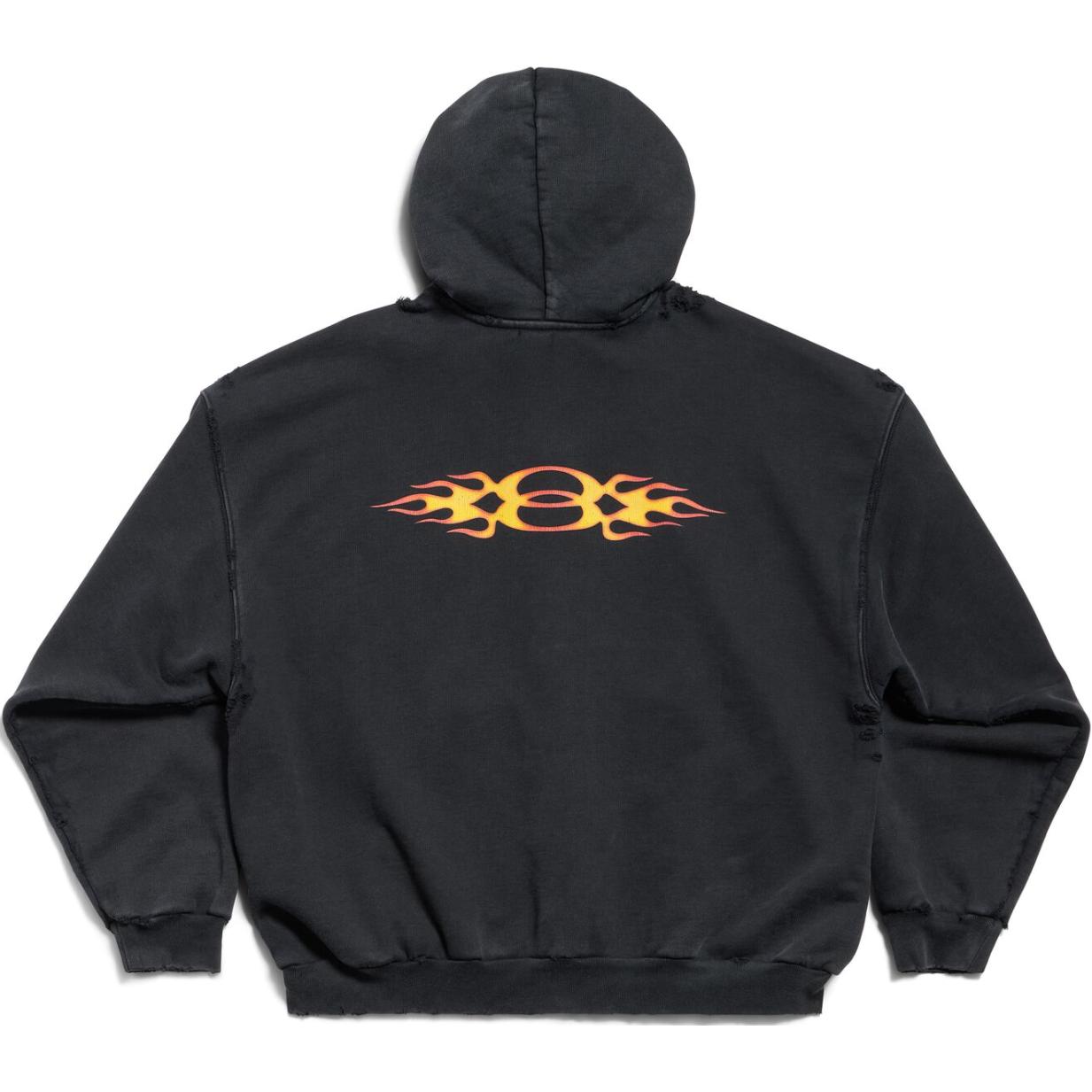 Lookbook Balenciaga FW24 Logo Print Black Zip Hoodie Unisex Regular Fit. 770939TQVW91134