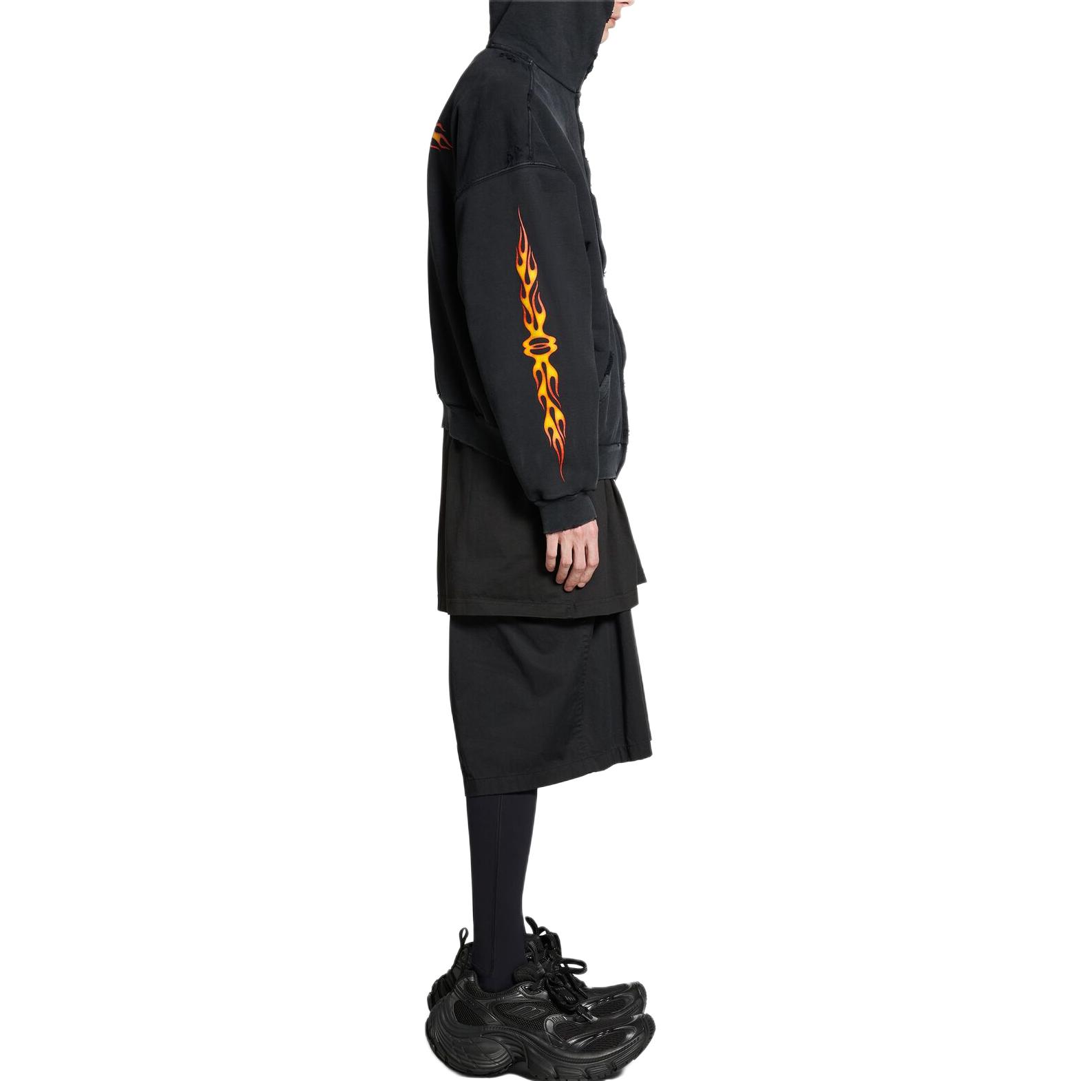 Details for Balenciaga FW24 Logo Print Black Zip Hoodie Unisex Regular Fit. 770939TQVW91134