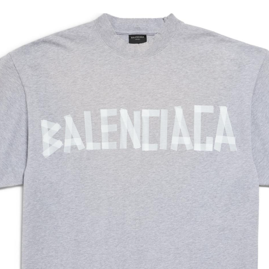 Shop Balenciaga FW24 Camiseta Unisex Gris con Logo Impreso Crewneck. 739784TRVK11300