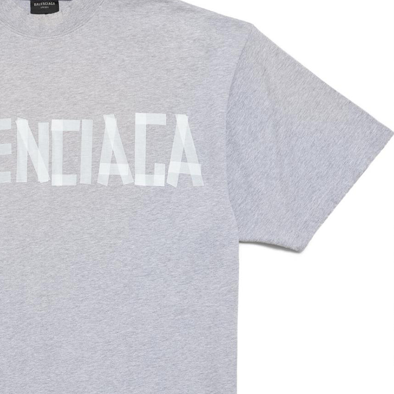 Sizing Balenciaga FW24 Camiseta Unisex Gris con Logo Impreso Crewneck. 739784TRVK11300