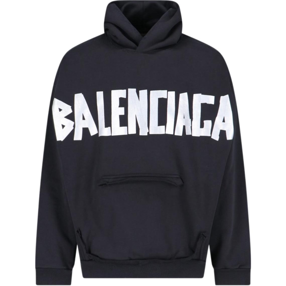 Balenciaga FW24 Logo Print Hoodie Black Unisex Regular Fit. 744441TQVQ91073
