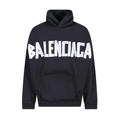 Balenciaga FW24 Logo Print Hoodie Black Unisex Regular Fit. 744441TQVQ91073