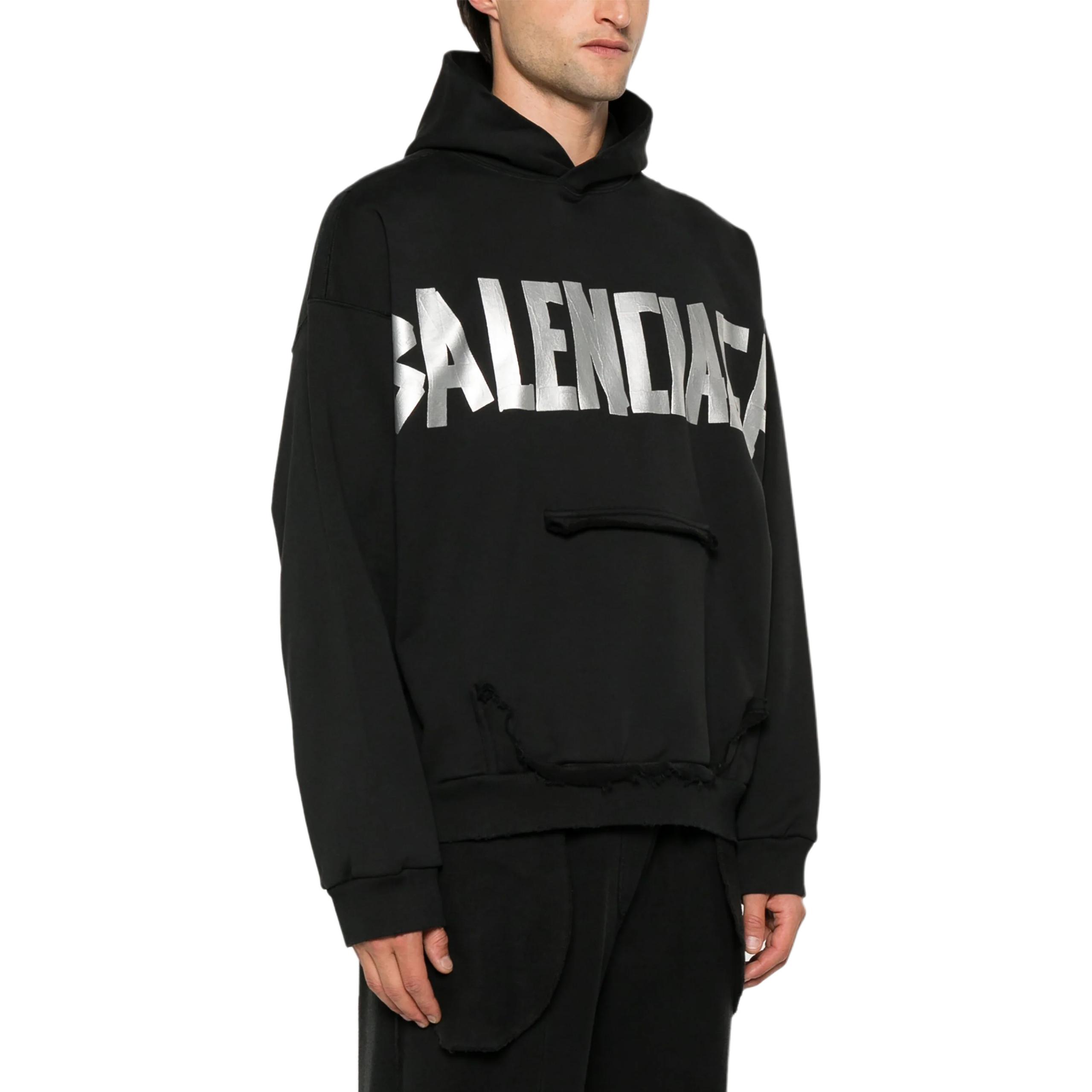 Details for 발렌시아가 FW24 로고 프린트 후드티 블랙 유니섹스 레귤러 핏. 744441TQVQ91073