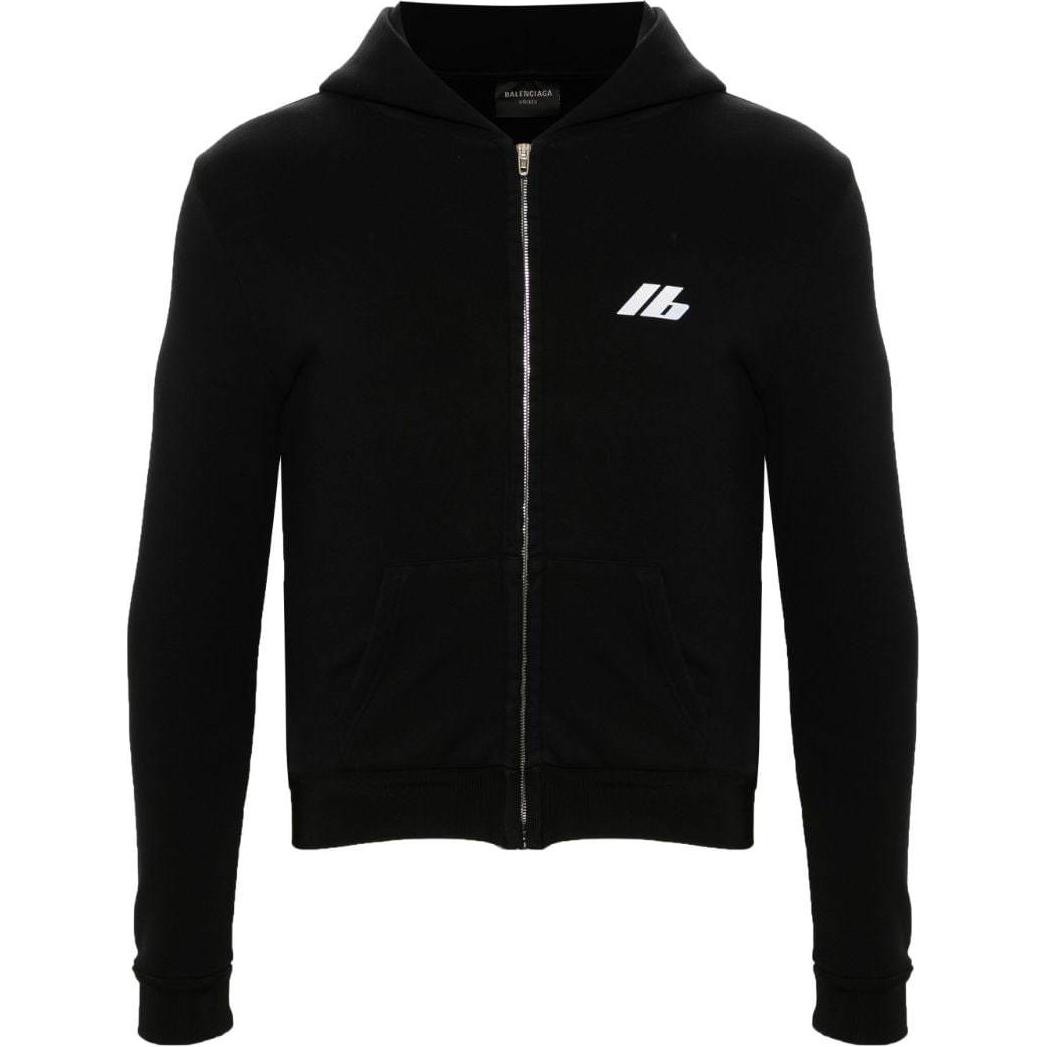 Balenciaga FW24 Logo Print Hoodie Unisex Black Regular Fit Casual Wear. 788243TQVV11000