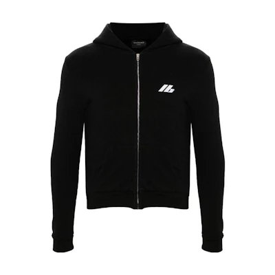 Balenciaga FW24 Logo Print Hoodie Unisex Black Regular Fit Casual Wear. 788243TQVV11000