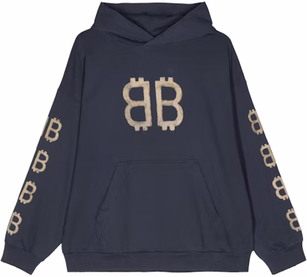 Balenciaga FW24 藍色標誌印花連帽衫 男女皆宜標準版型。 767877TOVU74108 Buy Balenciaga FW24 藍色標誌印花連帽衫 男女皆宜標準版型。 767877TOVU74108