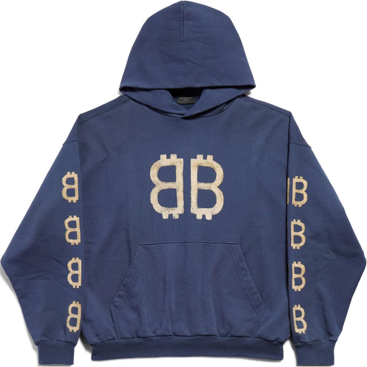 Order Balenciaga FW24 藍色標誌印花連帽衫 男女皆宜標準版型。 767877TOVU74108