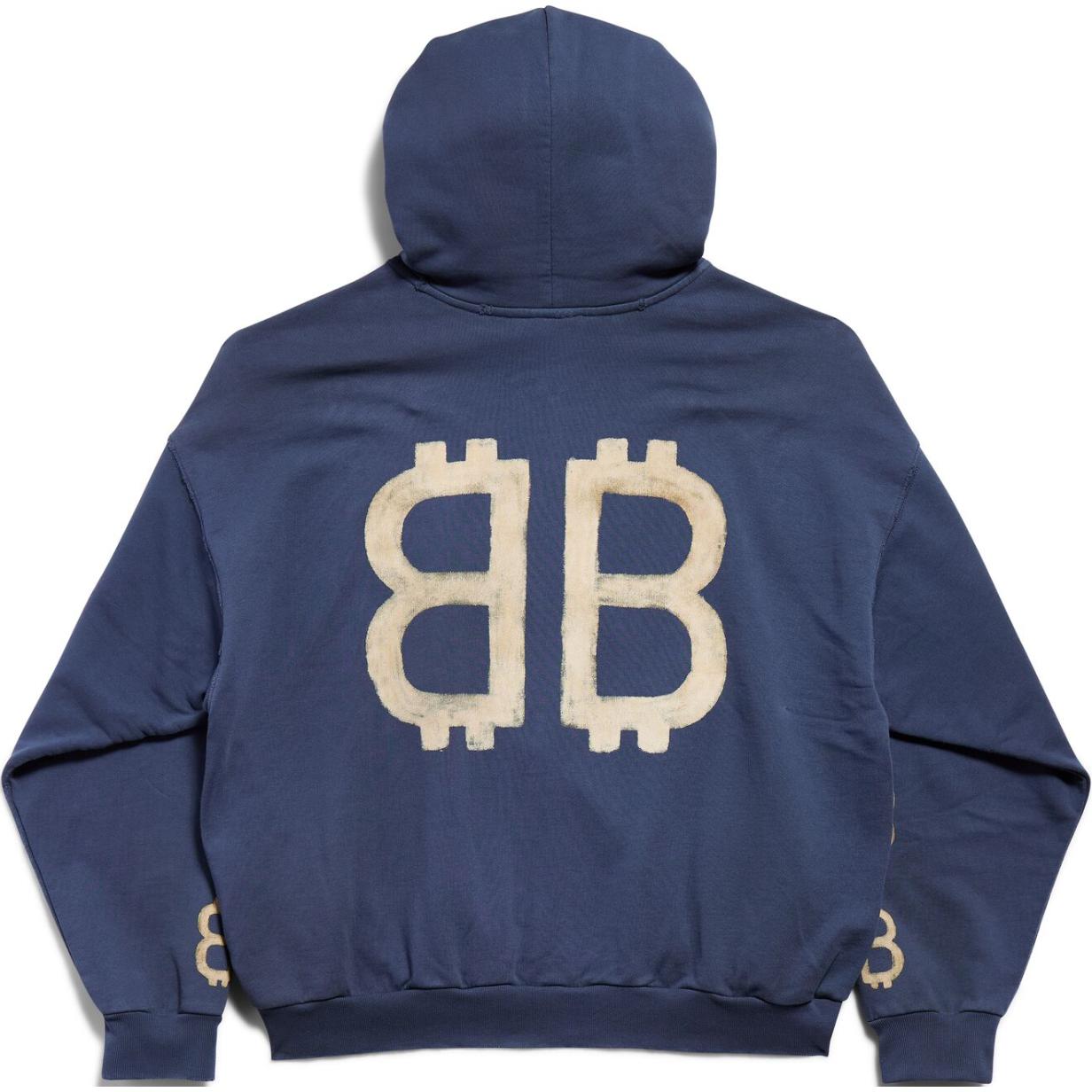 Lookbook Balenciaga FW24 藍色標誌印花連帽衫 男女皆宜標準版型。 767877TOVU74108