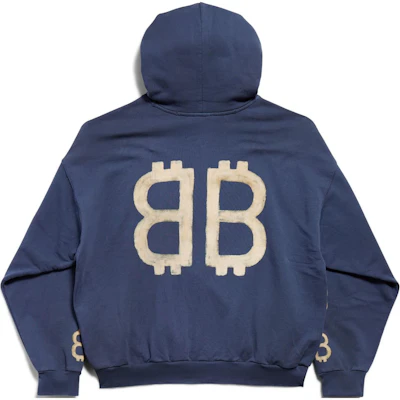 Balenciaga FW24 藍色標誌印花連帽衫 男女皆宜標準版型。 767877TOVU74108 Lookbook Balenciaga FW24 藍色標誌印花連帽衫 男女皆宜標準版型。 767877TOVU74108