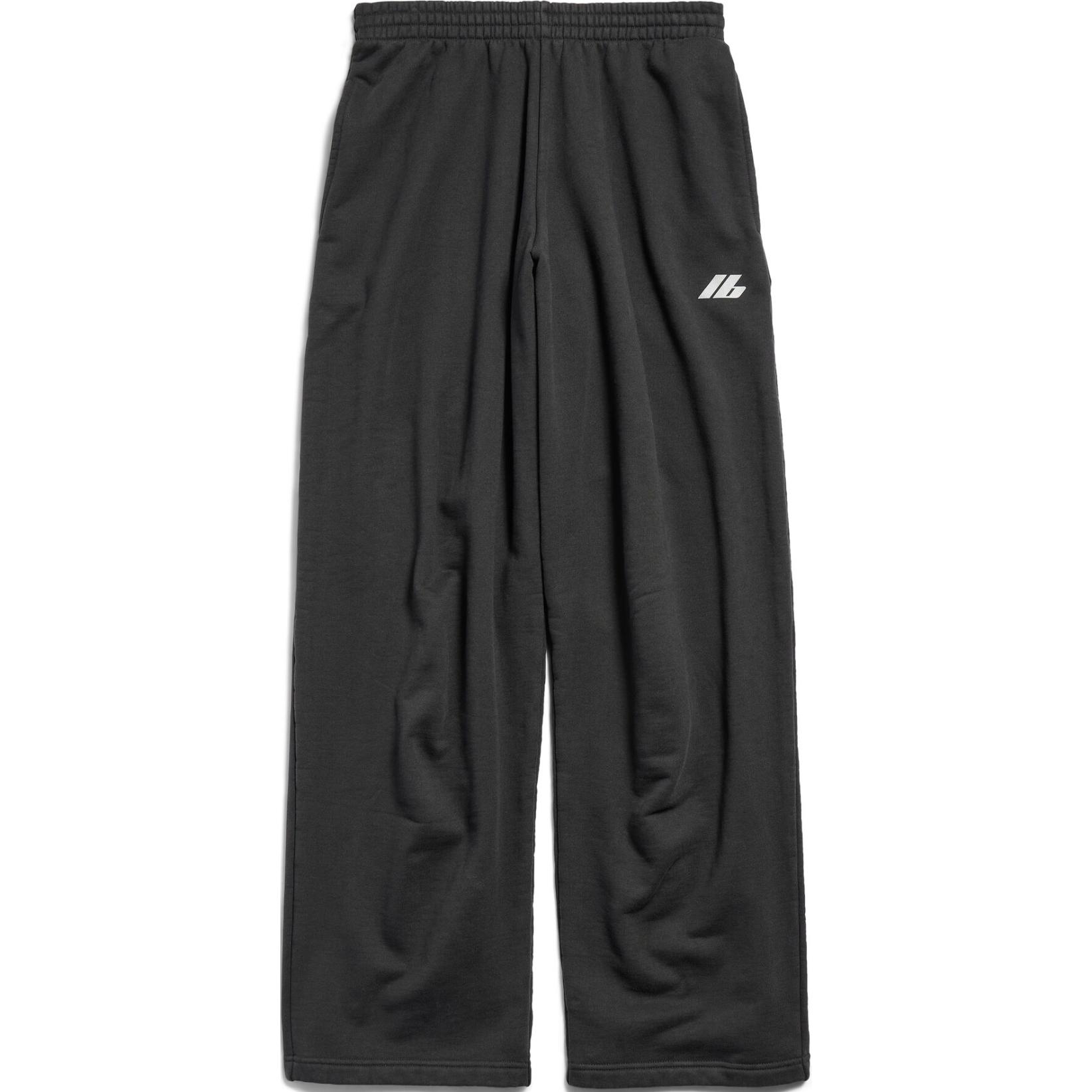 Balenciaga FW24 Logo Print Knit Joggers Unisex Black Relaxed Fit Pants. 787357TQVT81083