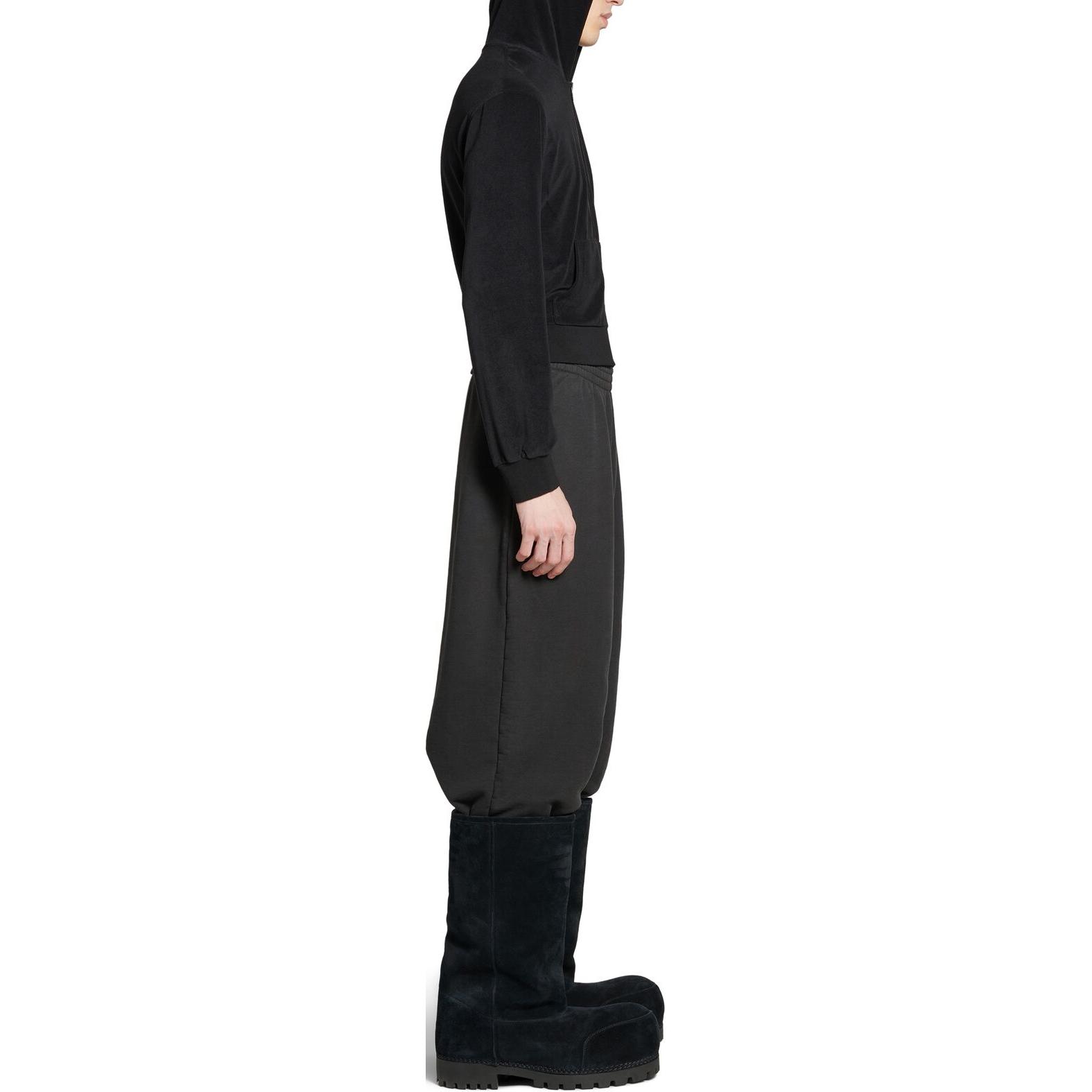 Sizing 巴黎世家FW24標誌印花針織休閒褲男女款黑色寬鬆版長褲 787357TQVT81083